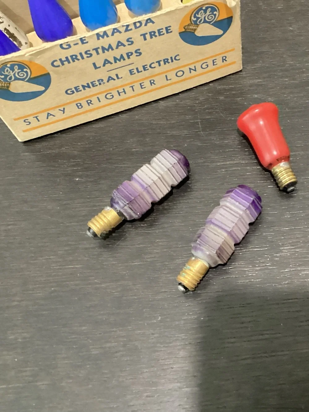Vtg. G. E. MAZDA CHRISTMAS TREE LAMPS C-6 type bulb. Stay Brighter longer